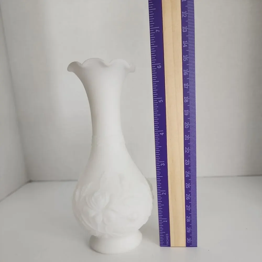 Vtg Imperial Glass White Doeskin Rose 6